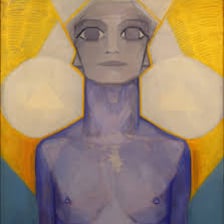 A portrait or artwork associated with Dutch abstract artist Piet Mondrian.