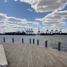 Waterfront and port facilities in Bayonne, New Jersey.