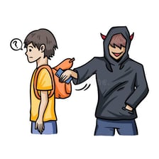 An illustration of someone discreetly taking a small object.