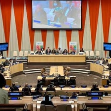 Government representatives gathered in the United Nations General Assembly hall