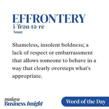 A person behaving with conspicuous boldness and shameless confidence.