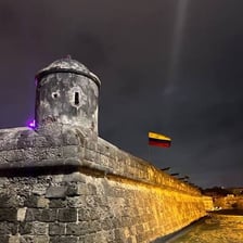 The historic stone walls and colorful buildings of Cartagena, Colombia