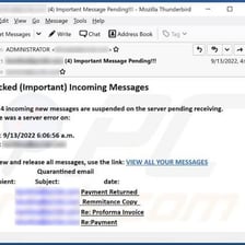 An email inbox displaying incoming messages