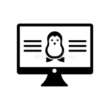 A computer displaying the Linux operating system with its penguin mascot