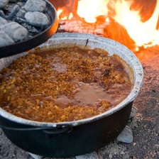 A historic chuck wagon used to prepare meals for cowboys