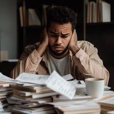 A frustrated person facing a stressful problem.