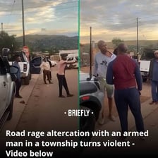 Two people engaged in a physical fight
