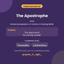 An apostrophe printed above the baseline in a line of text.