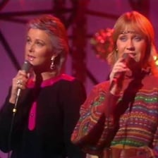 ABBA performing as a European pop music group.