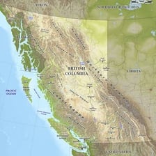 A map of Canada showing its extensive territory and coastline
