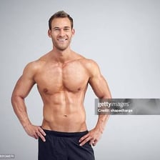 A muscular person with a broad, powerful build.