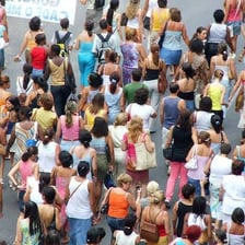 A large crowd being counted to determine its total size