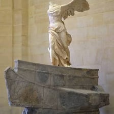 The winged Nike statue known as the Victory of Samothrace