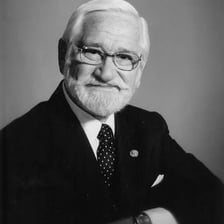 A portrait of Albert Sabin, developer of the oral polio vaccine