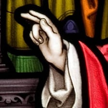A religious confession scene representing absolution