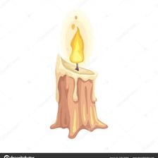 A weak candle flame flickering just before it goes out.