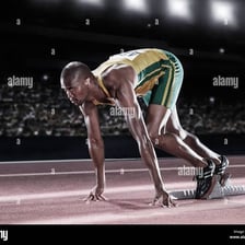 Athlete standing ready at the start of a competition