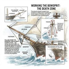 The forward spar projecting beyond the bowsprit of a traditional sailing ship
