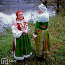 People in traditional Polish clothing representing Polish culture