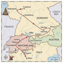 A map showing Germany and Italy separated by the Alps