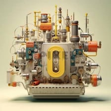 An illustration showing a component integrated into the body of a machine.