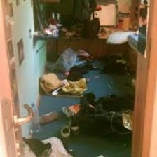 A severely disorganized room illustrating a shambles