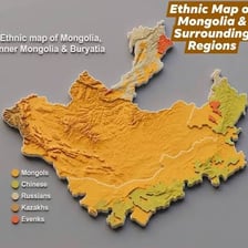 Map of Mongolia highlighting the region associated with Khalkha Mongolian