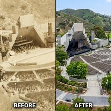The performance shell and stage at the Hollywood Bowl.
