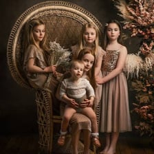 Two sisters posing together in a family portrait