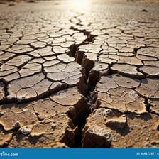 Sunlight drying cracked earth and removing its moisture