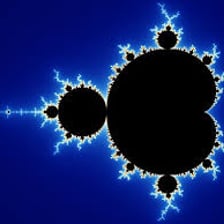 Benoit Mandelbrot pictured with a colorful fractal image