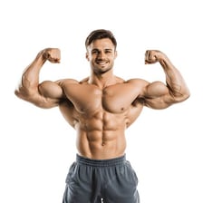 A muscular person flexing their arms.