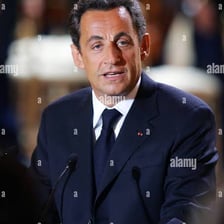 Nicolas Sarkozy speaking at a public event in France