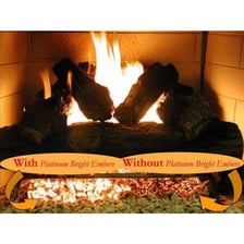 Hot embers emitting a steady orange glow in a fireplace