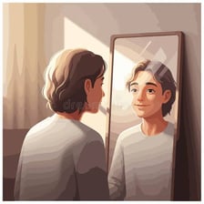 A person sitting quietly in reflection