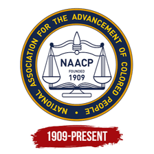 The NAACP name and logo displayed on an organization building or sign.
