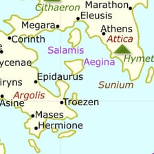 A map showing Ionia along the western coast of Asia Minor.