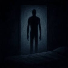 A person moving quietly and secretly through a shadowed setting