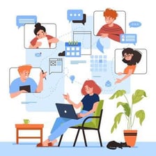 An illustration representing interconnected blogs and online discussions.