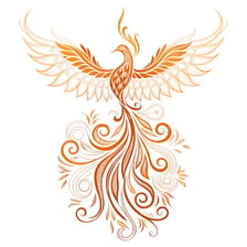 A phoenix rising from ashes as a symbol of rebirth.