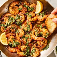 A restaurant plate of fish and shellfish served as a main course