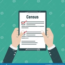 A census worker recording the number of residents