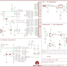 A simple circuit schematic with symbols and connecting lines