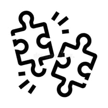 An illustration showing one object divided into separate parts.