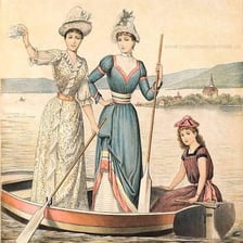 An illustration of a newly wealthy social climber dressed for high society