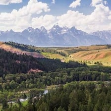 A mountain landscape in Wyoming with the Teton Range