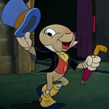 Jiminy Cricket, the small cricket character from Disney’s Pinocchio.