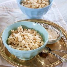 A bowl of German spaetzle egg noodles.