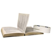A replacement page placed over or in place of a printed page in a book.