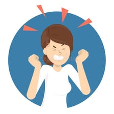 An annoyed person expressing a complaint